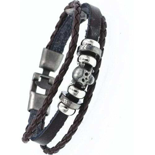 DGW Retro Leather Bracelets Fashion Jewelry Leather Bracelet Men Wristband Bracelets For Women Best Gift Pulsera