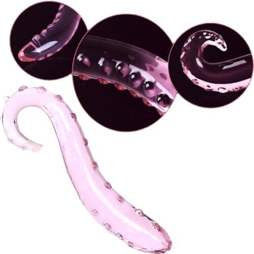 Hippocampus Shape Pink Glass Dildo Penis Cock Anal Plug Adult Sex Toys Female Masturbation Butt Plug 17cmx3cm