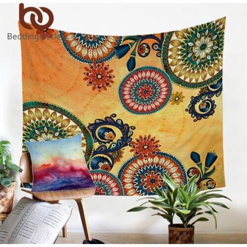 BeddingOutlet Kaleidoscope Tapestry Wall Hanging Bohemian Decorative Wall Art Mandala Flowers Bedspreads Ethnic Sheet 150x200cm