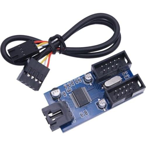 9Pin USB Male 1 to 2 Female Extension Cable Cord Desktop 9-Pin USB HUB USB 2.0 9 Pin Connector Adapter Port Multiplier