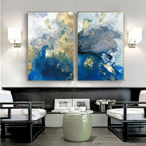 Satellite Map Pictures Canvas Painting and Posters American Style Abstract Waters with Yellow Blue White for Home Rooms Decorati