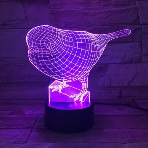 Animal 3D Illusion Lamp Christmas Gift Night Light Bedside Table Lamp 16 Colors Auto Change Bird Desk Decoration Lamps Birthday