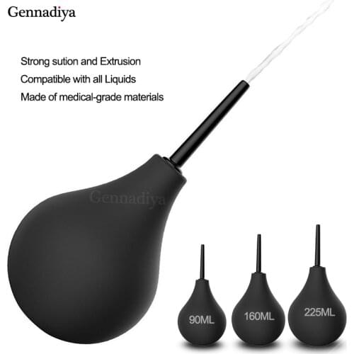 Medical Materials Anal Cleaner bulb Ball Enema Cleaning Douche Ball Safe Silicone Cleaner toys for Women Adultes Product Black