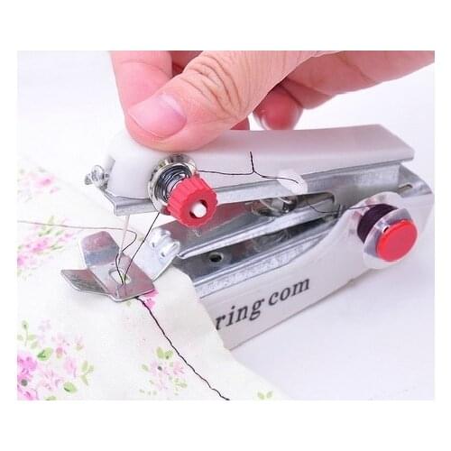 Mini household manual sewing machine portable small pocket-size sewing machine with needle Handheld Fabrics Clothes Stitch Craft