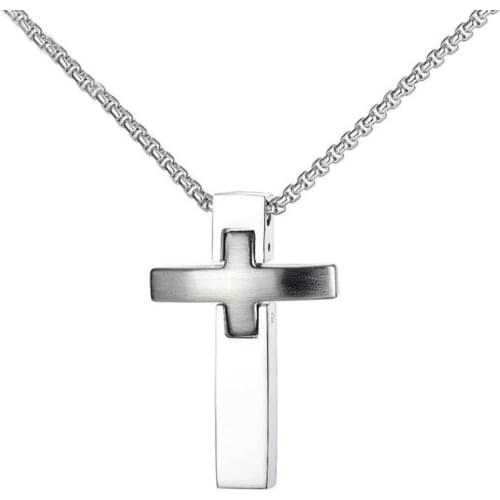 Stainless Steel Christ Cross Men Punk Rock Pendant Necklace Jewelry Gift For Him with Chain