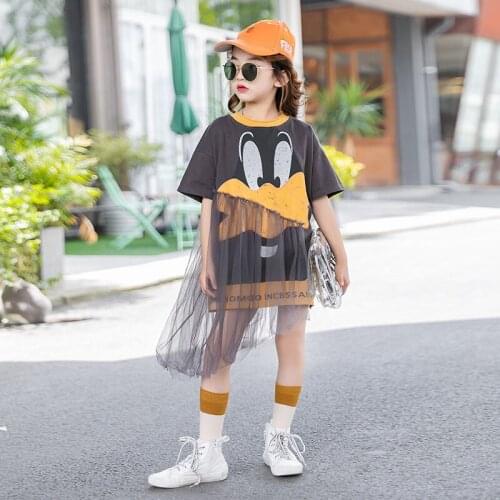 2020 New Summer Girls Dress Cute Cartoon Lovely Print Children Kids Tutu Dress Baby Girl Princess Clothes