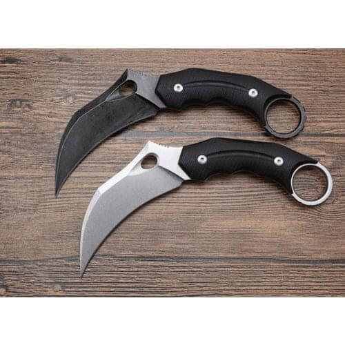 Claw Knife D2 Fixed Blade Black G10 Handle Stone Wash Vicissitudes K Sheath Portable Self-defense Survival EDC Knife Xmas Gift