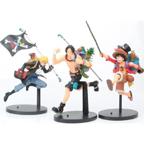 One Piece Monkey D Luffy Anime Backpack Running Portgas D Ace Sabo Action Figure Pvc Collection Model Doll Toys For Kids Gift