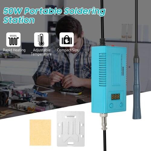 50W Soldering Station with Digital Display 180 to 450℃ Adjustable Temperature Mini Handheld Soldering Iron Kit ℃/ ℉ Switchable