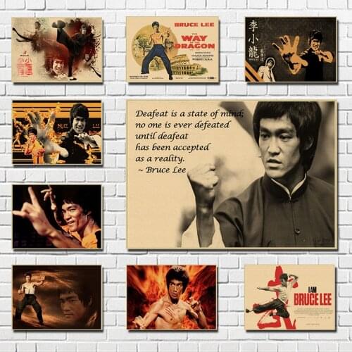 Bruce Lee Classic Movie Kraft Paper Poster Bar Cafe Living Room Dining room Wall Decorative Paintings