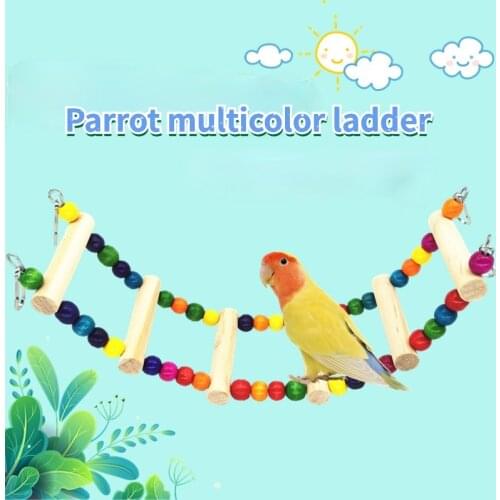 Parrot Bird Toy Supplies Swing Rings Multi Color Ladder Birdcage Color Wood Gnawing Climbing Ladder Bird Cage Accessories