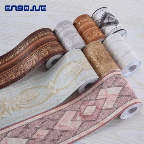 3D Embossed Baseboard Wall Sticker Modern Self-adhesive TV Background Wall Living Room Waistline PVC Waterproof Wallpaper Border
