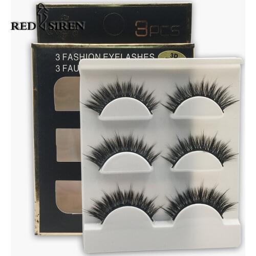 RED SIREN 3 Pairs Lashes False Eyelashes Makeup Soft Volume Faux Mink Lashes Extension Natural Eyelashes 3d Eye Lashes