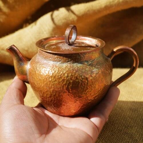 Pure Copper Kettle Handle Teapot Handmade Purple Home Kitchen Gift
