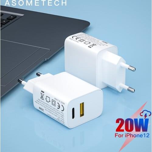 20W PD USB Fast Charger Quick Charge 3.0 Type C USB C Fast Charging Phone Charger Dual Ports Adapter for iPhone 12 Pro Max Mini