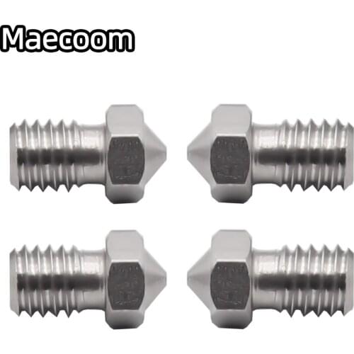 5/10pcs V6 Stainless Steel Nozzle 0.2/0.25/0.3/0.4/0.5/0.6/0.8/1.0mm M6 Threaded for 1.75/3.0mm Filament 3D Printer Print Head