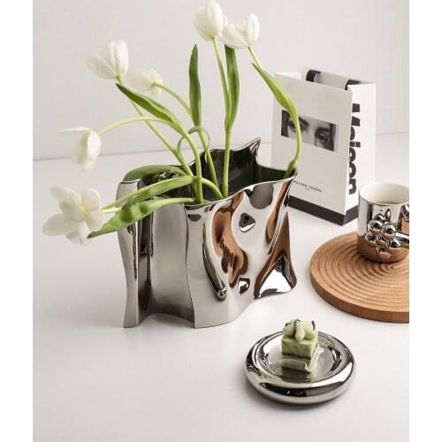 Modern Art Geometric Vase Ceramic Simple Floral Abstract Vase Flower Arrangement Ornaments Florero Desk Decoration EB5HP