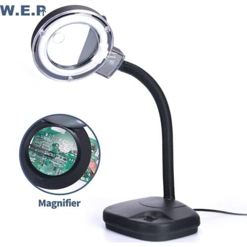 WEP 239 5X 10X Magnifying Glass Light Flexible Magnifier Lamp Reading/Rework/Soldering Table Lamp 220V EU 110V US Plug