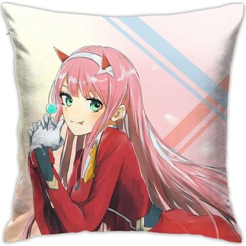 Syifasya Zero Two Throw Anime body Pillow Covers Decorative Square Pillowcase Soft Solid Cushion Case for Sofa Bedroom Outdoor