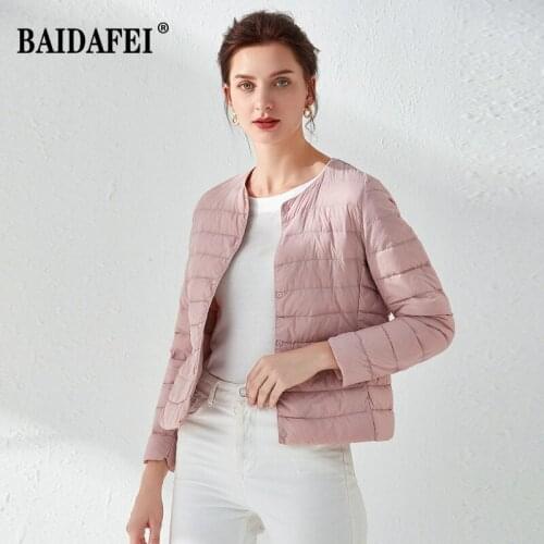 BAIDAFEI Ultra Light Duck Down Women Matt Fabric Lightweight Coat Warm Female Windbreaker Parka Womens Down Jackets Plus Coats