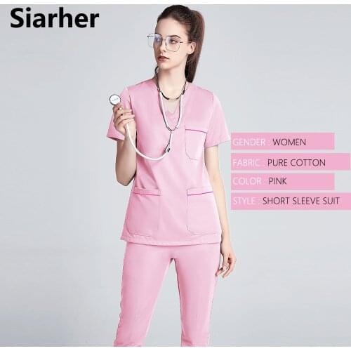 Unisex short and long sleeve V-neck Tops+Pants men and women split scrubs uniforms multiple colour Laboratory suit work set