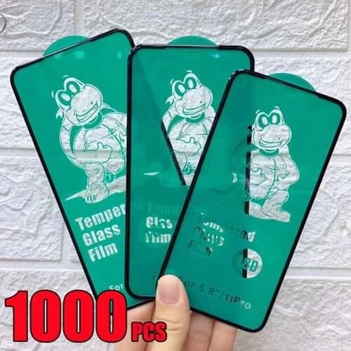 1000pcs 18D Tempered Glass Full Glue Cover Curved Screen Protector Film For iPhone 12 Mini 11 Pro Max XS XR X 8 7 6 6S Plus SE