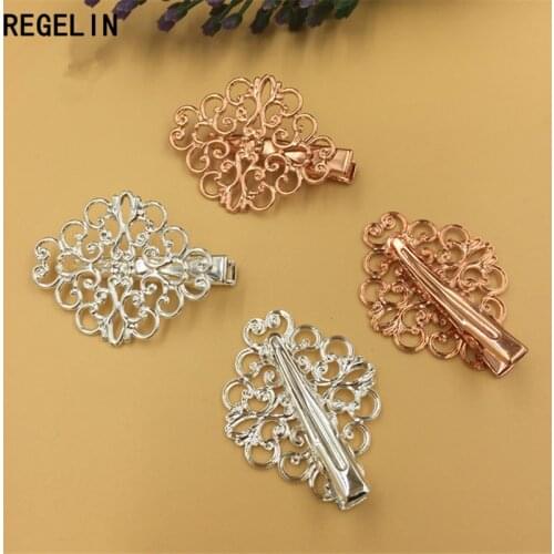 REGELIN Vintage Flower Motif Hair Jewelry Charm Women Antique Bronze Hairclip Hairs Clips 10pcs Barrettes Headwear Wholesale