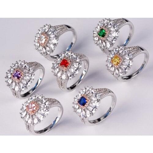 YPAY8 Fashion luxury hot brand S925 sterling silver carved ring goddess ladies Be your own queen zircon square ring jewelry