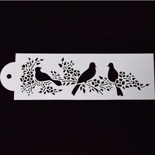 1pc Magpie Bird on Branches Shaped Fondant Cake Stencil Mould Border Lace Decor Icing Sugar craft Mousse Brim Baking Moulds Hot