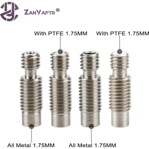 10PCS E3D V6 Heat Break Hotend Throat For 1.75mm 3.0mm All-Metal / with PTFE, Stainless Steel Remote Feeding Tube Pipes
