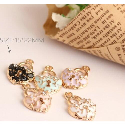 10pcs Trendy Alloy Heart Enamel Charms DIY Pendant Gold Color Dangle Charms Handmade Jewelry for Necklace Bracelet