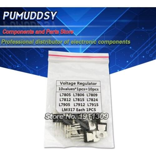 10value*1PCS=10PCS L7805 L7806 L7809 L7812 L7815 L7824 L7905 L7912 L7915 LM317T Transistor Assortment Kit Voltage Regulator