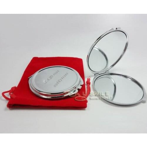 FREE Personalized Engraved compact mirror wedding favor gifts+ FREE Red Velvet Pouch #18032