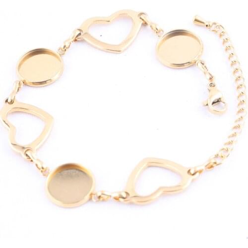 5pcs stainless steel 12mm cabochon bracelet blanks diy base setting trays for bracelets making accessories
