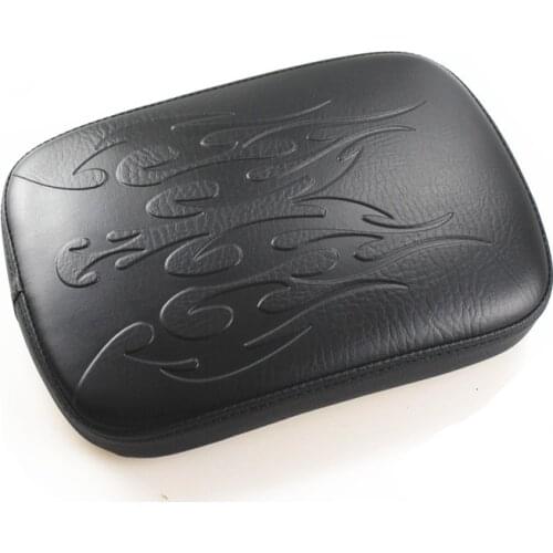 Black Motorcycle Flame Rear Pillion Passenger Pad Seat 8 Suction Cup Cruiser Chopper For Sportster XL883 Road Glide Fatboy 1200X