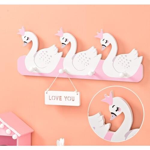 Nordic Children Room Decorative Wall Shelves Wood Shelves Coat Rack Wall Hanging Shelf Hooks Star Swan Decor Display Organizer
