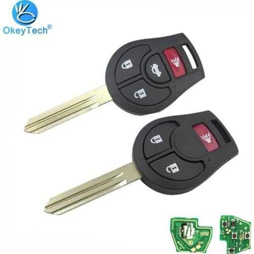 OkeyTech For Nissan March Remote Key 3/4 Button 315Mhz ID46 Carbon Transponder Chip Transmitter Uncut Blank Blade For Nissan Key