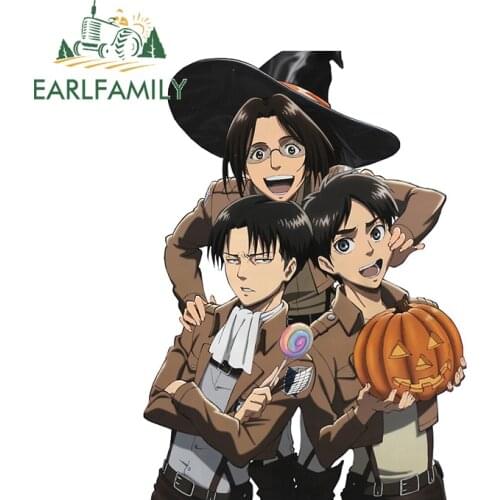 EARLFAMILY 13cm x 12.7cm for Attack on Titan Halloween Funny Car Stickers DIY Trunk Decal Sunscreen Scratch-Proof Decoration