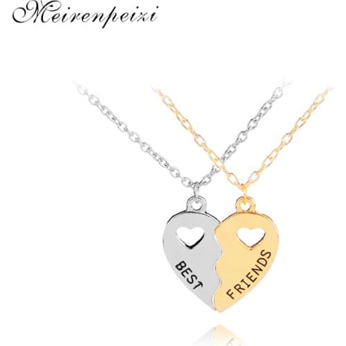 Puzzle BFF Necklaces For 2 Best Friend Necklaces Stitching heart broken 2 necklace graduation gift for friendship back school