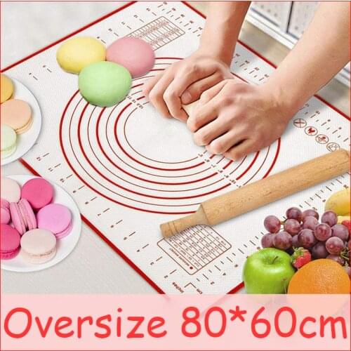 80*60cm Large Silicone Baking Mat Pastry Rolling Kneading Baking Pad Kitchen Mat Crepes Pizza Dough Non-stick Pan Cooking Tools