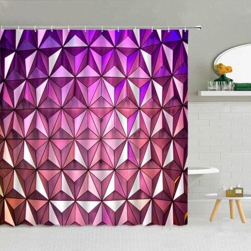 Creative Geometric Shower Curtain Luxury Stripes Pattern Fabric Bathroom Supplies With Hooks Bath Screen Cloth Curtains Washable