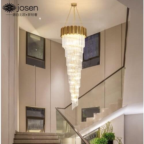 Staircase chandelier long chandelier villa rotating staircase lamp postmodern minimalist duplex building hop floor living room