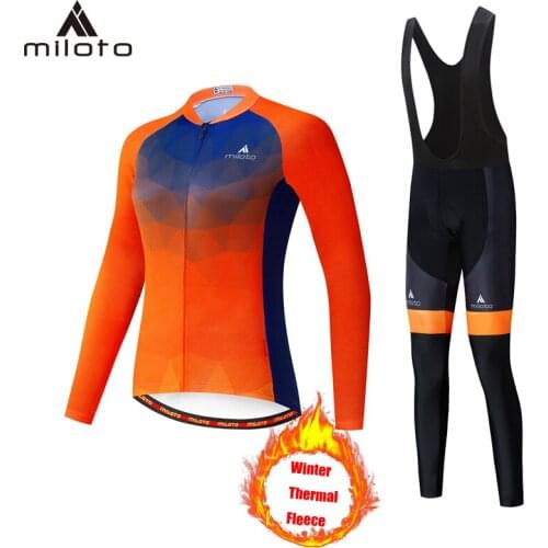 Miloto Winter Thermal Fleece Women Cycling Jersey Set Racing Bike Cycling Suit Mountian Bicycle Cycling Clothing Ropa Ciclismo