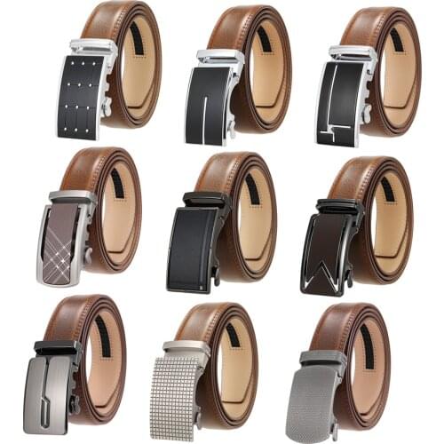 Plyesxale Formal Belt For Men Luxury Brand Mens Leather Belts With Automatic Ratchet Buckle Male Strap Waist Cienture Homme B710