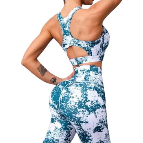 New hot style printed design and color yoga suit sports fitness fast dry breathable butt-lifting underwear and pants two sets