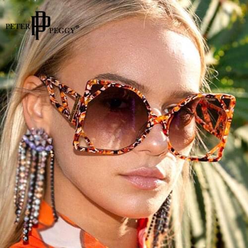 Oversized Square Luxury Sunglasses Vintage Leopard One Piece Big Frame Glasses Women Fashion Punk Eyewear Shades UV400