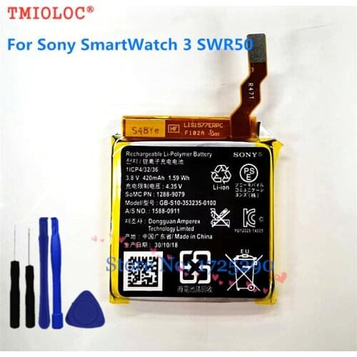 Original Smart Watch Battery GB-S10-353235-0100 For SONY SmartWatch 3 SW3 SWR50 3SAS S10 420mAh