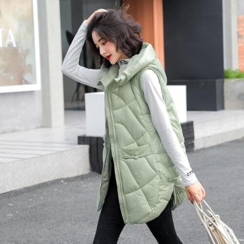 2021 Autumn Winter Women waistcost Vest Casual sleeveless Long zipper Thick Warm padded Vest Coat Casual Vest