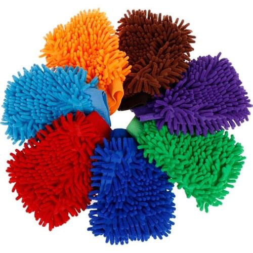 New 2 in 1 Microfiber Mesh backing no scratch for Car Wash and Cleaning Car Wash Mitt Ultrafine Fiber Chenille Wash Glove Soft