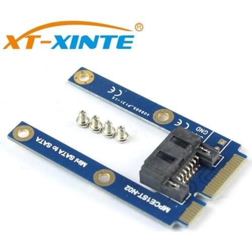 XT-XINTE Mini PCI-E mSATA to SATA Adapter Card SSD To Flat 7pin SATA Hard Disk Drive PCBA Extension Adapter Convertor